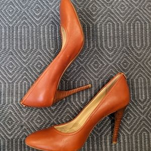 CK Whiskey leather almond toe heels